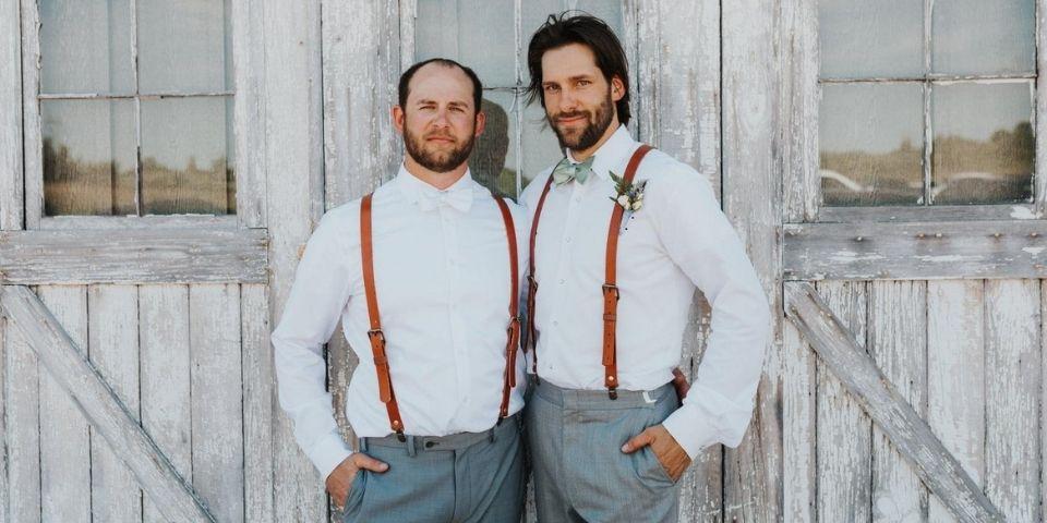 Dillion Mershon, the owner of Black Brook Lawn and Landscaping, posing next to a friend. 